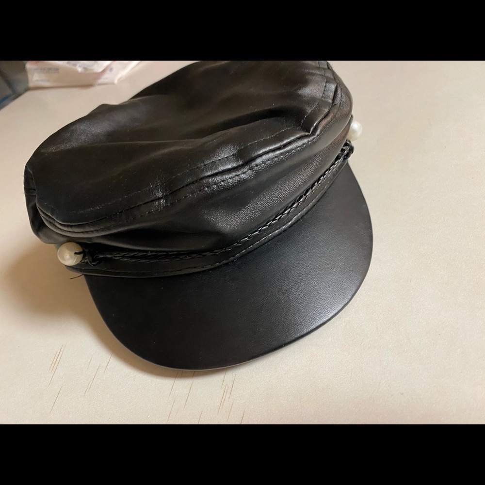 Black leather hat